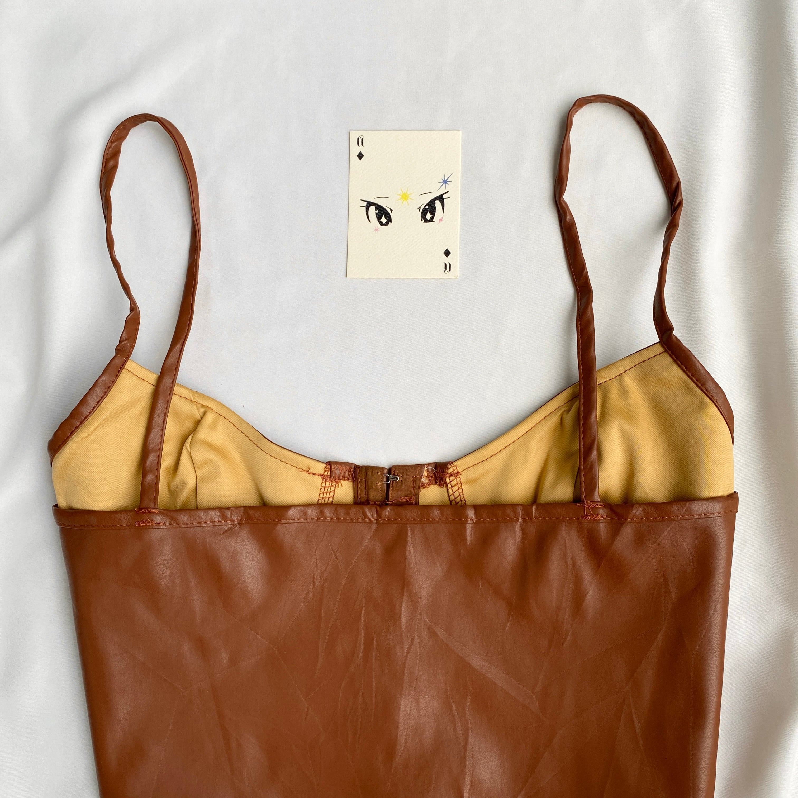 BROWN FAUX LEATHER CORSET (Bust : 34-38, Upper Waist : 30-34)