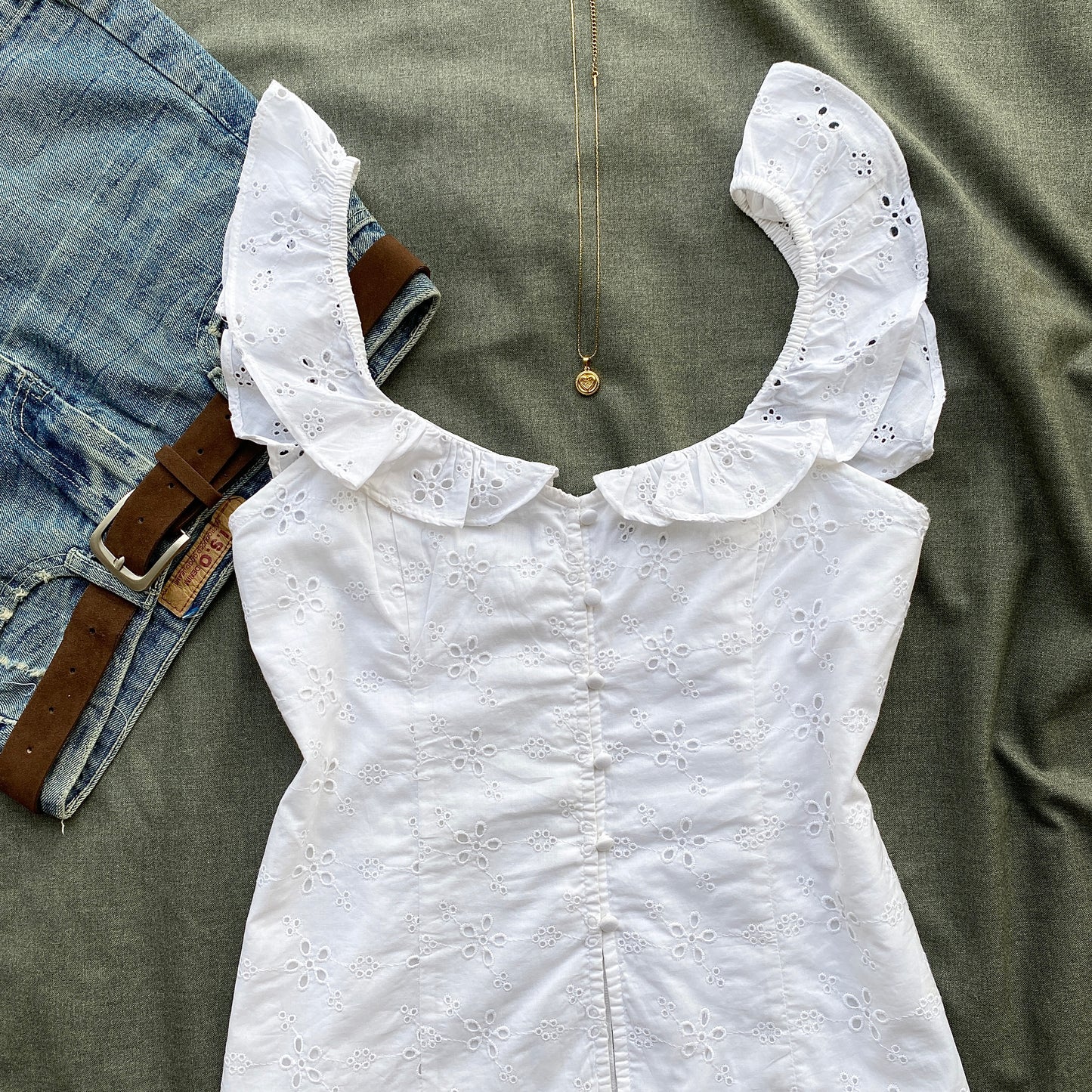 WHITE EYELET TOP (Two sizes)