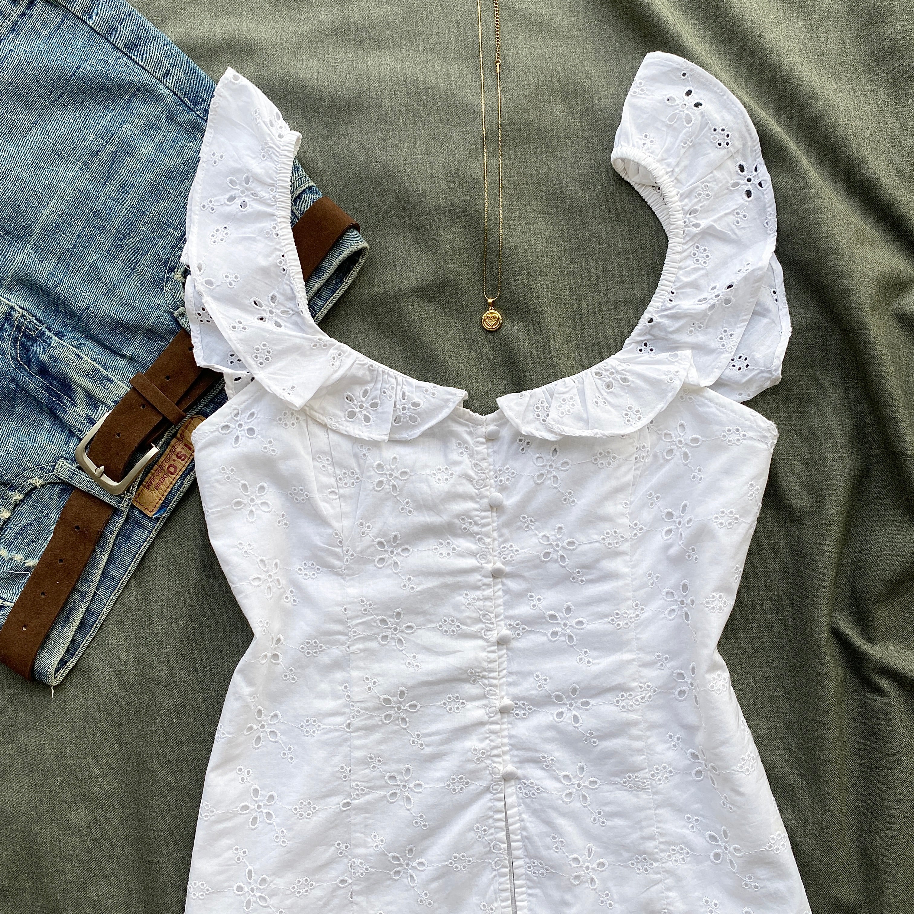 WHITE EYELET TOP (Two sizes)