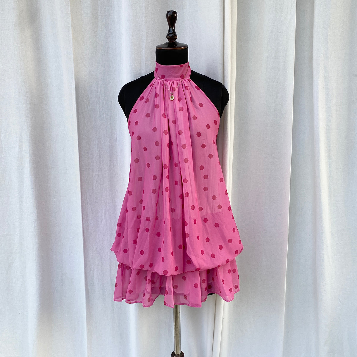 PINK POLKA DOT DRESS (Bust : 28-34, Upper Waist : 23-29)