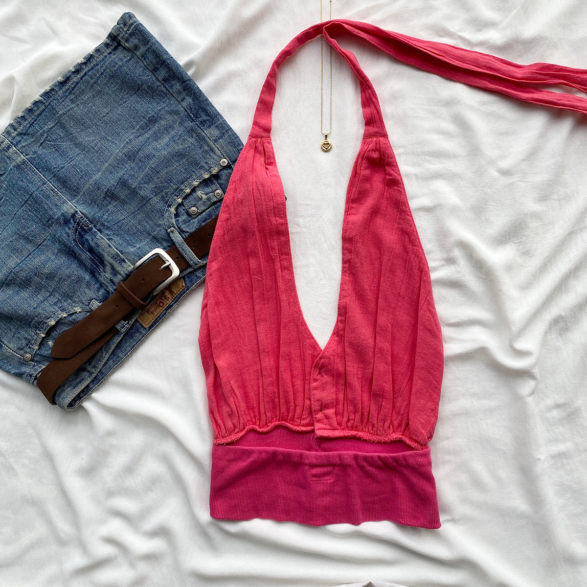 PINK HALTER TOP FROM FREE PEOPLE (Bust : 32-34, Upper Waist : 26-32)