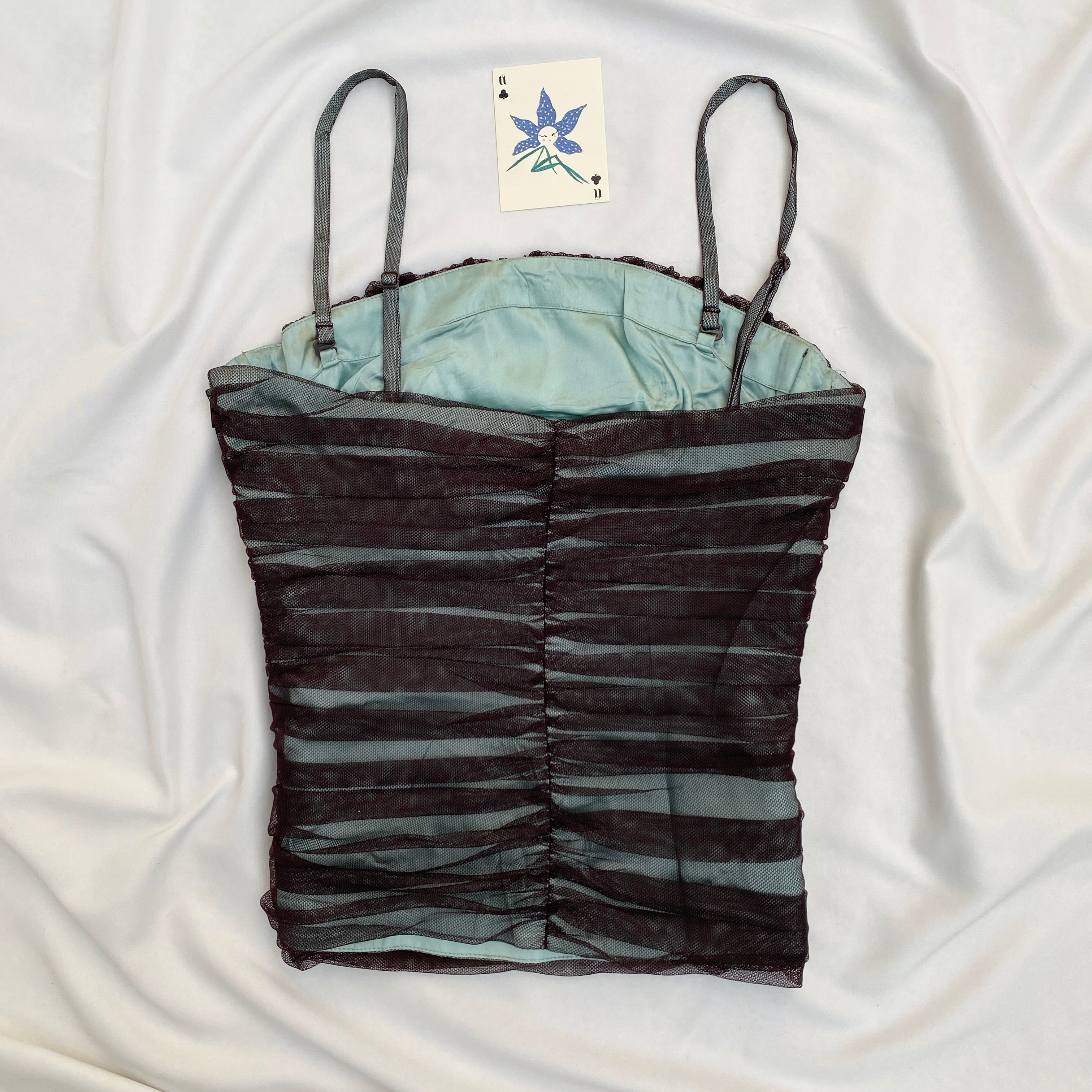 BLUE RUCHED CORSET (Bust : 30-32, Upper Waist : 24-26)