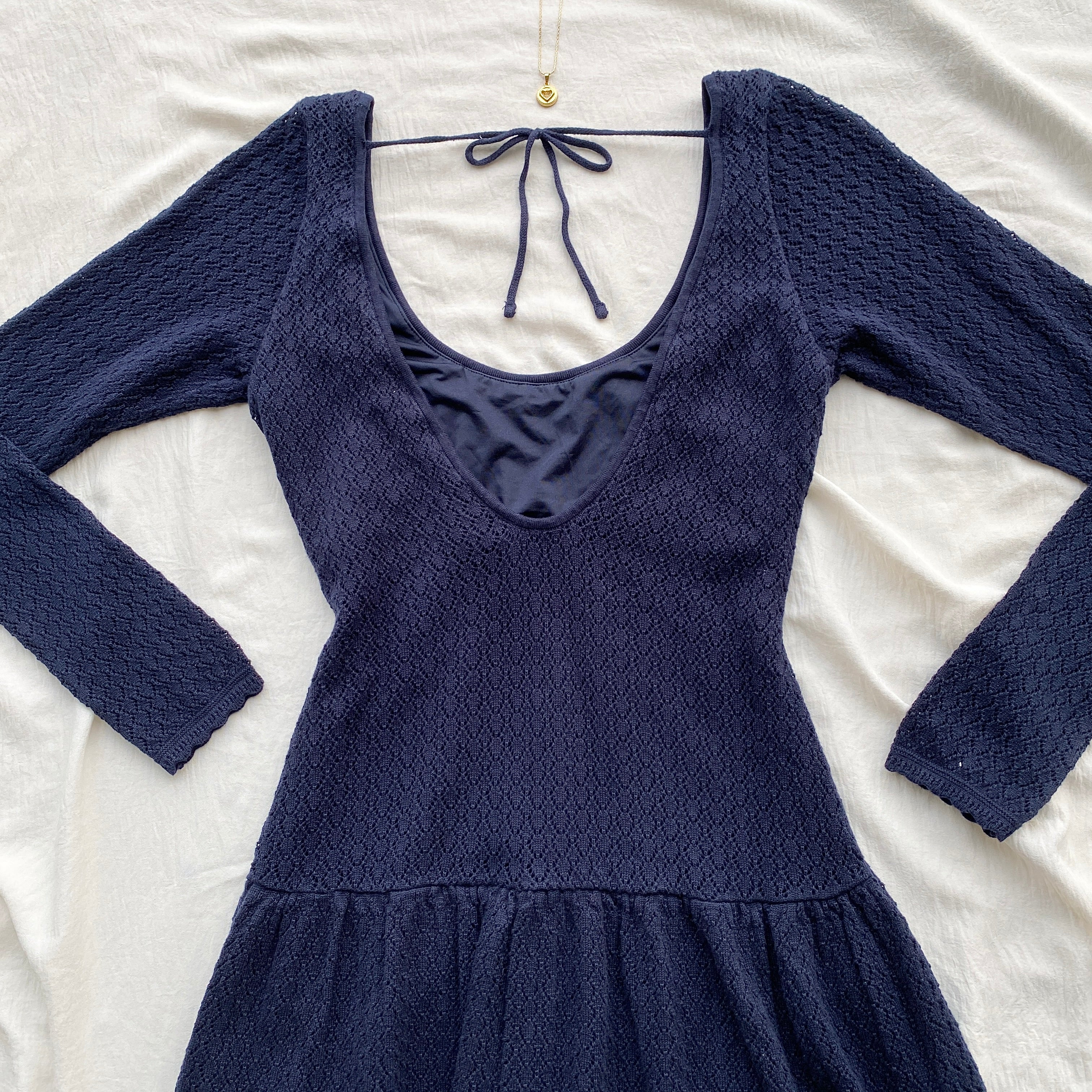 NAVY BLUE CROCHET DRESS FROM HOLLISTER (Bust : 30-34, Upper Waist : 26-34)