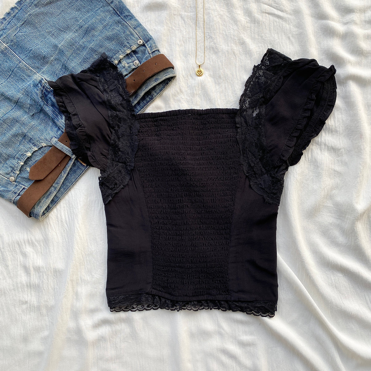BLACK BLOUSE FROM FREE PEOPLE (Bust : 34-36, Upper Waist : 28-32)