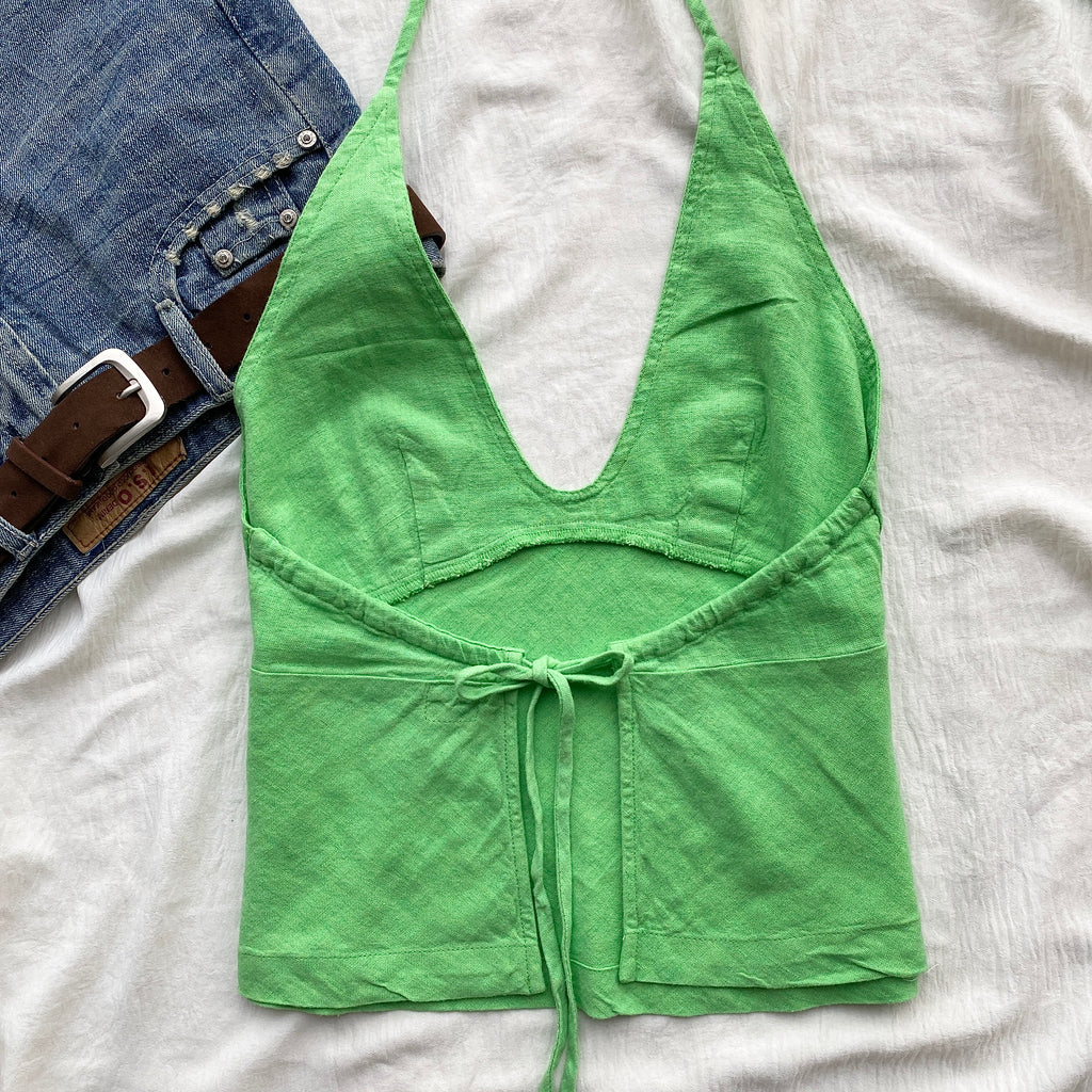 GREEN LINEN TOP FROM FREE PEOPLE (Two sizes)
