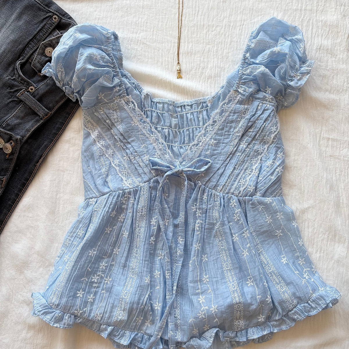 ODETTA TOP IN BLUE (Bust : 30-34, Upper Waist : 24-28)