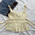 EYELET TOP IN BUTTER YELLOW FROM DAMSON AND MADDER (Bust : 32-34, Upper Waist : 28-30)