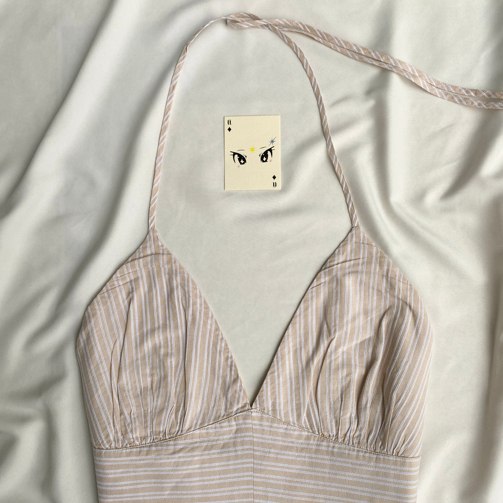 PINSTRIPE COTTON HALTER TOP (Bust : 36-38, Upper Waist : 32-34)