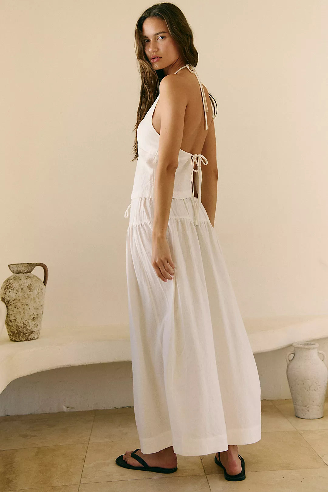 WHITE LINEN SET FROM FREE PEOPLE (Bust : 28-32, Upper Waist : 23-28)