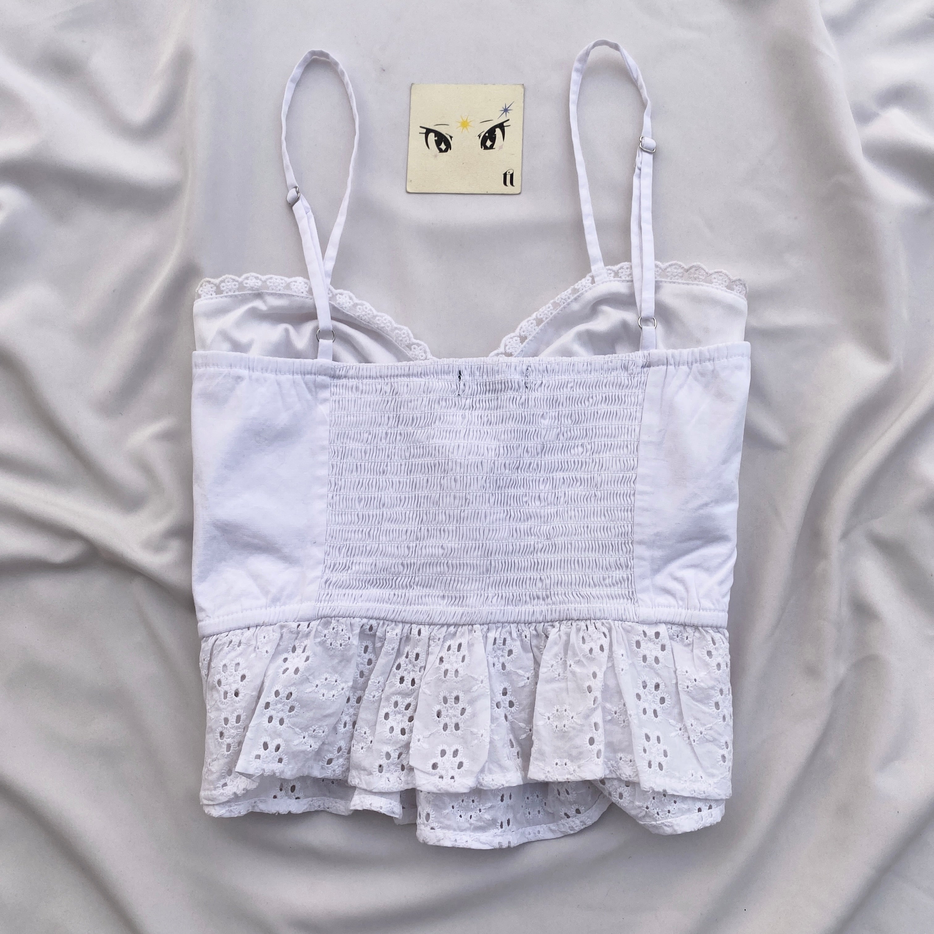 WHITE EYELET TOP (Bust : 34-38, Upper Waist : 30-36)