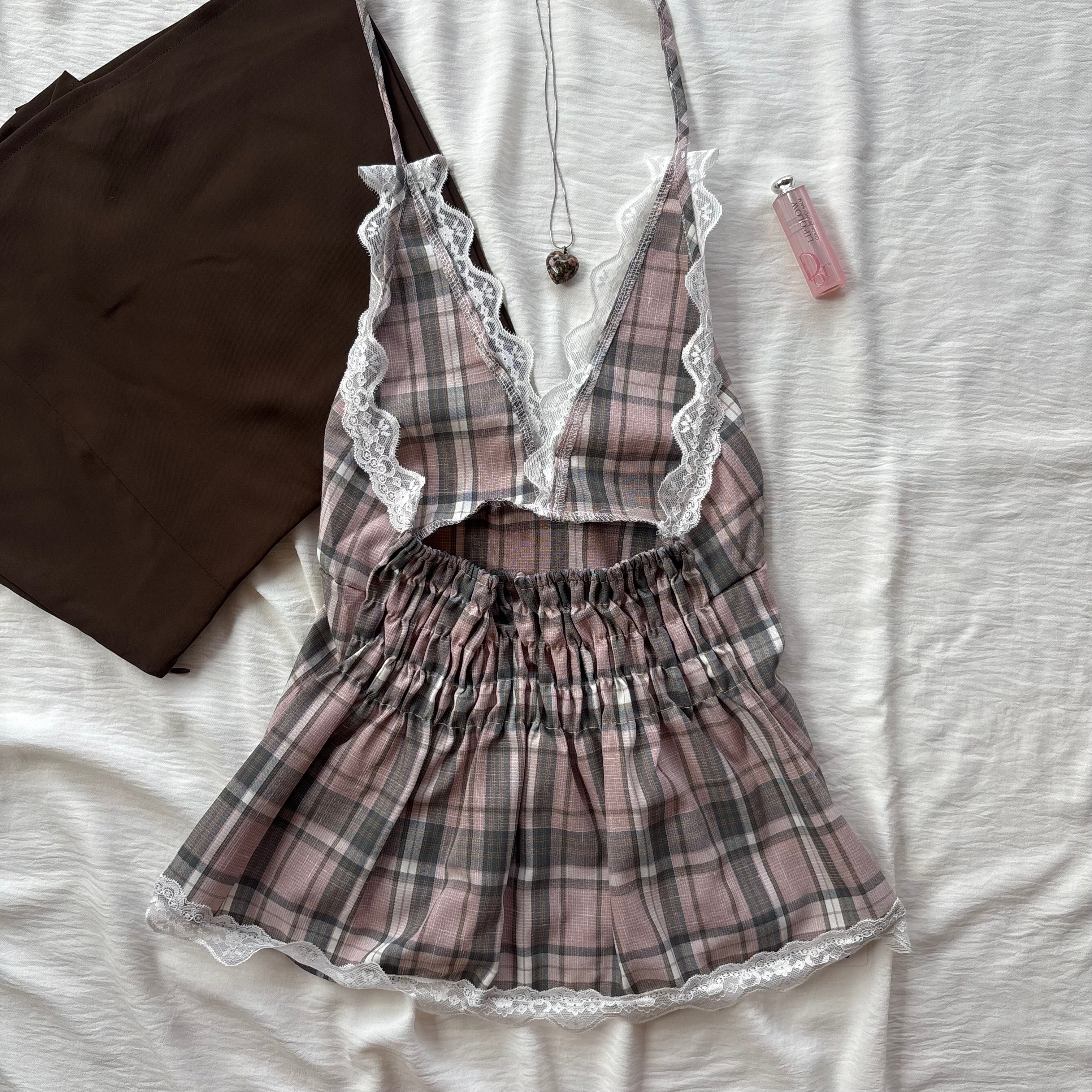 PLAID TOP (Bust : 30-34, Upper Waist : 26-34)