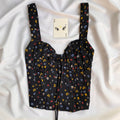 BLACK FLORAL CORSET (Bust : 28-32, Upper Waist : 24-28)