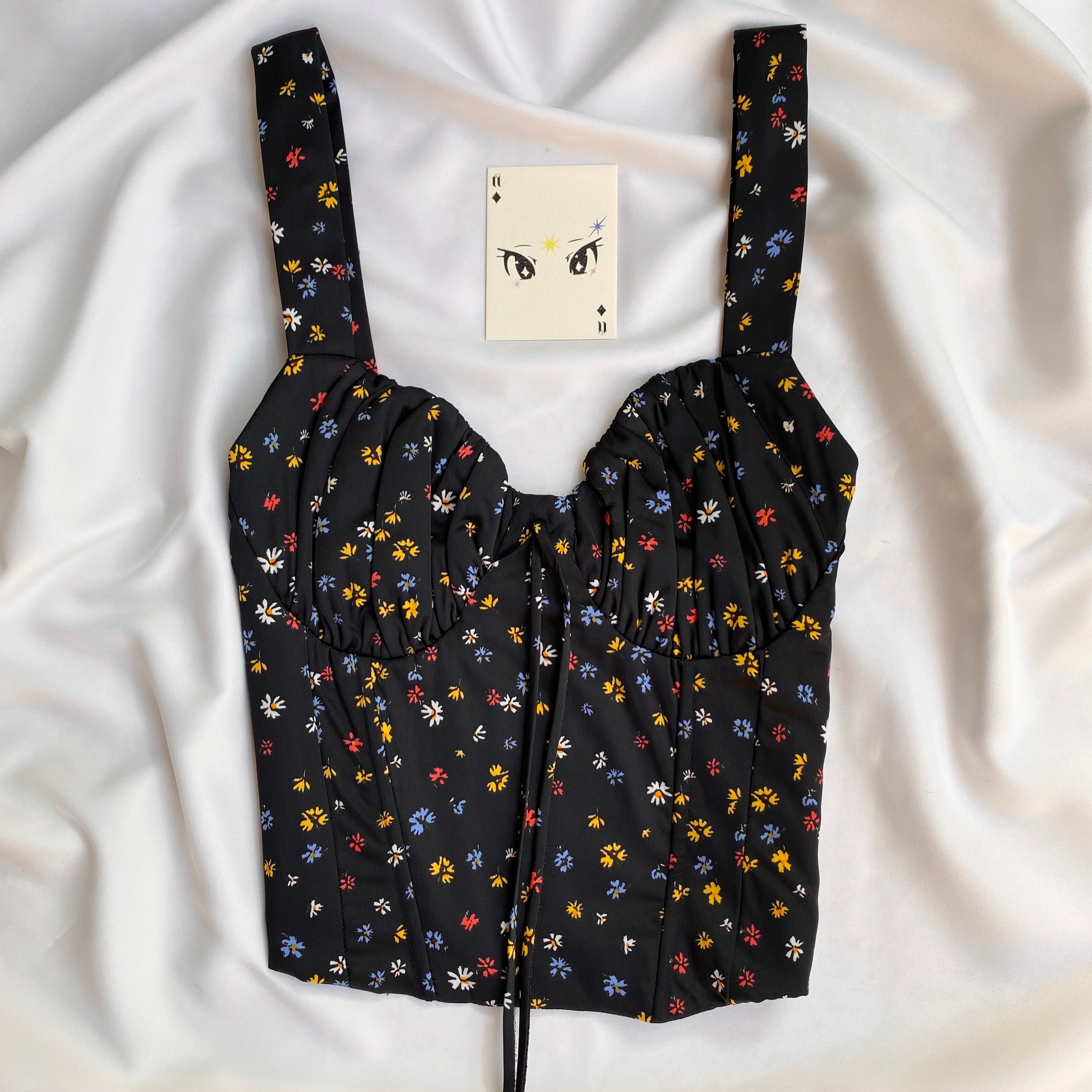 BLACK FLORAL CORSET (Bust : 28-32, Upper Waist : 24-28)