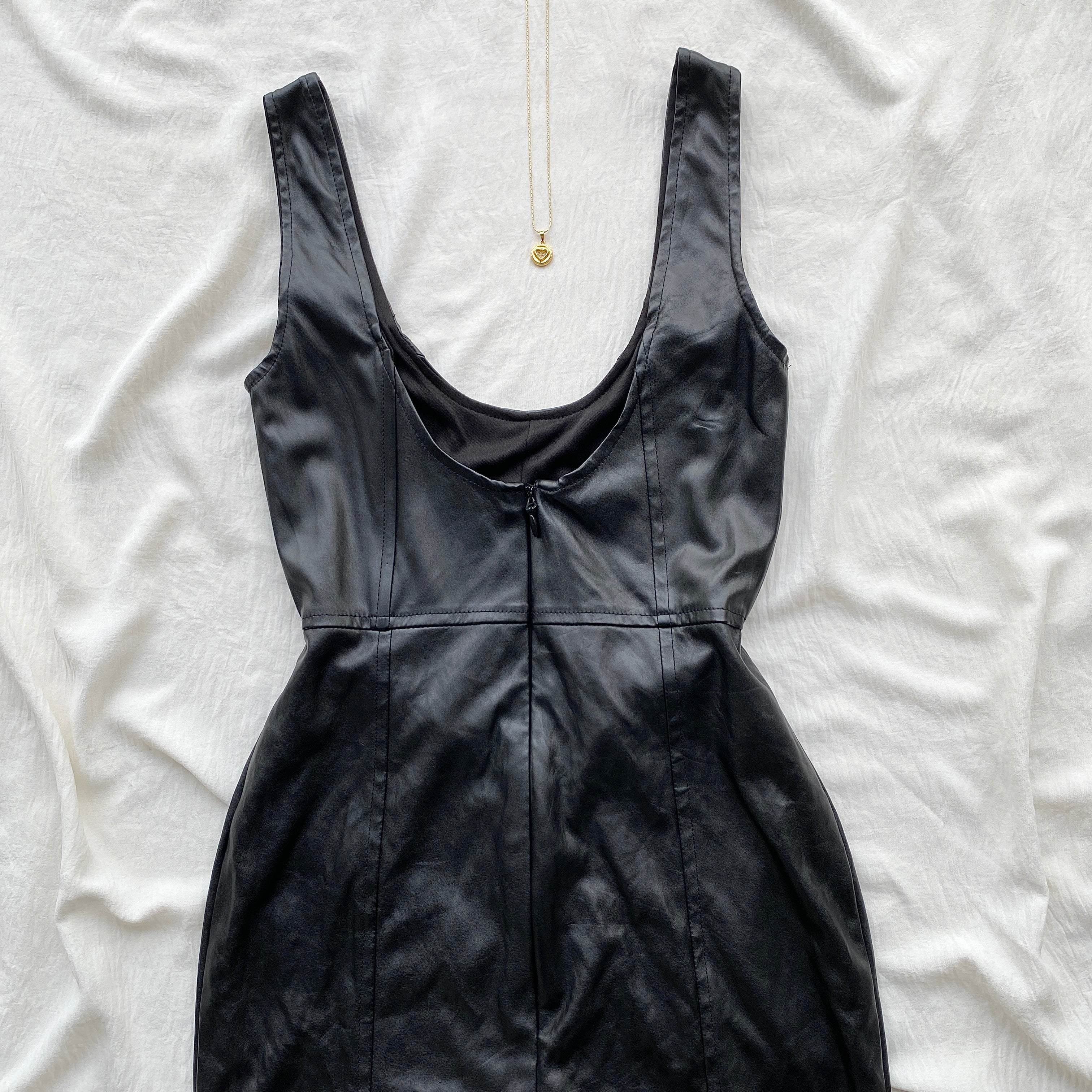 FAUX LEATHER CORSET DRESS (Bust : 30-34, Upper Waist : 24-28)