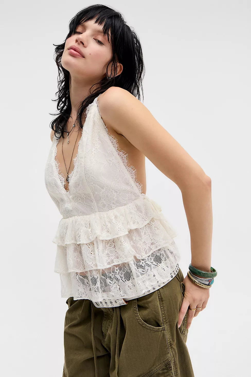 WHITE LACE BABYDOLL TOP (Bust : 38-40, Upper Waist : 32-36)