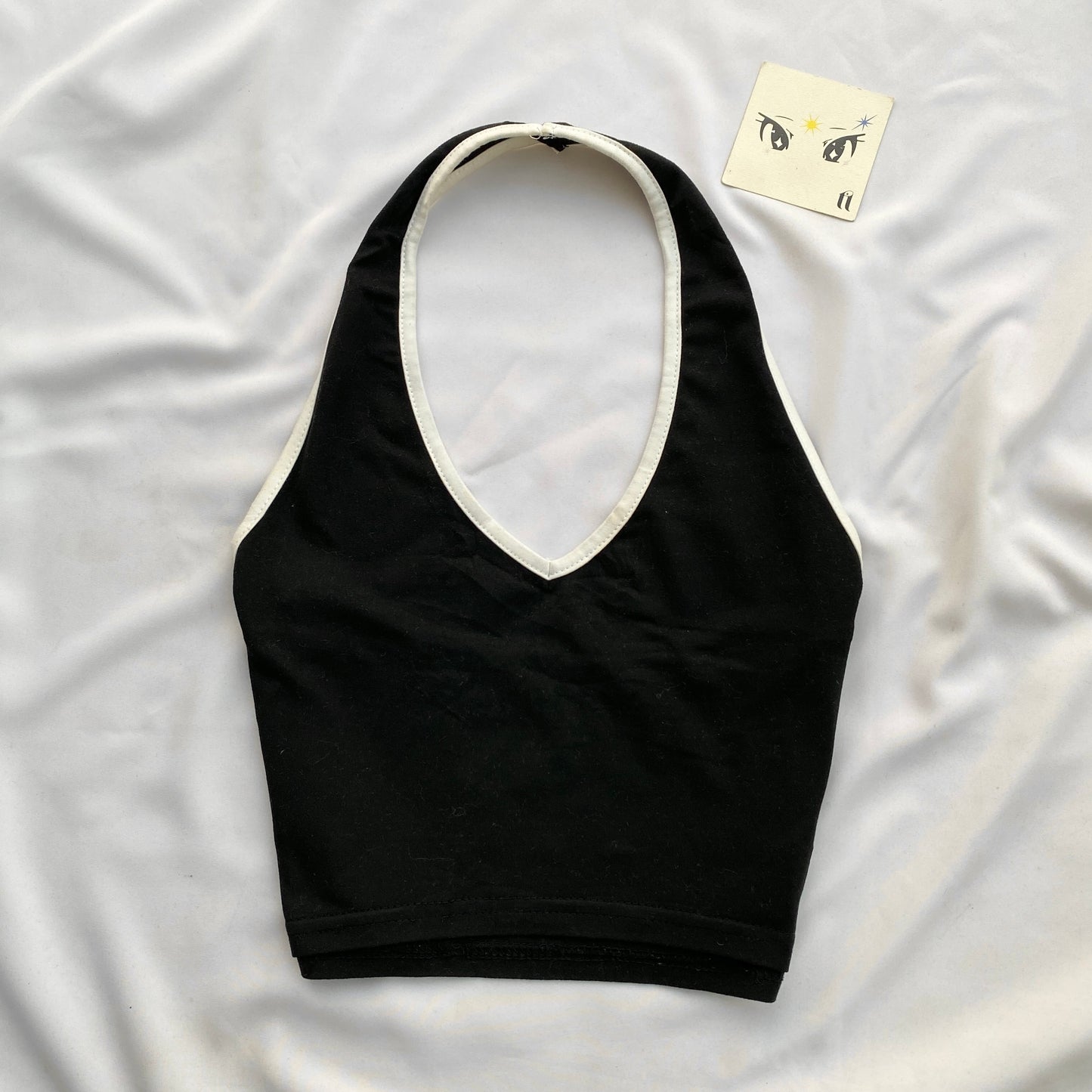 BLACK HALTER TOP