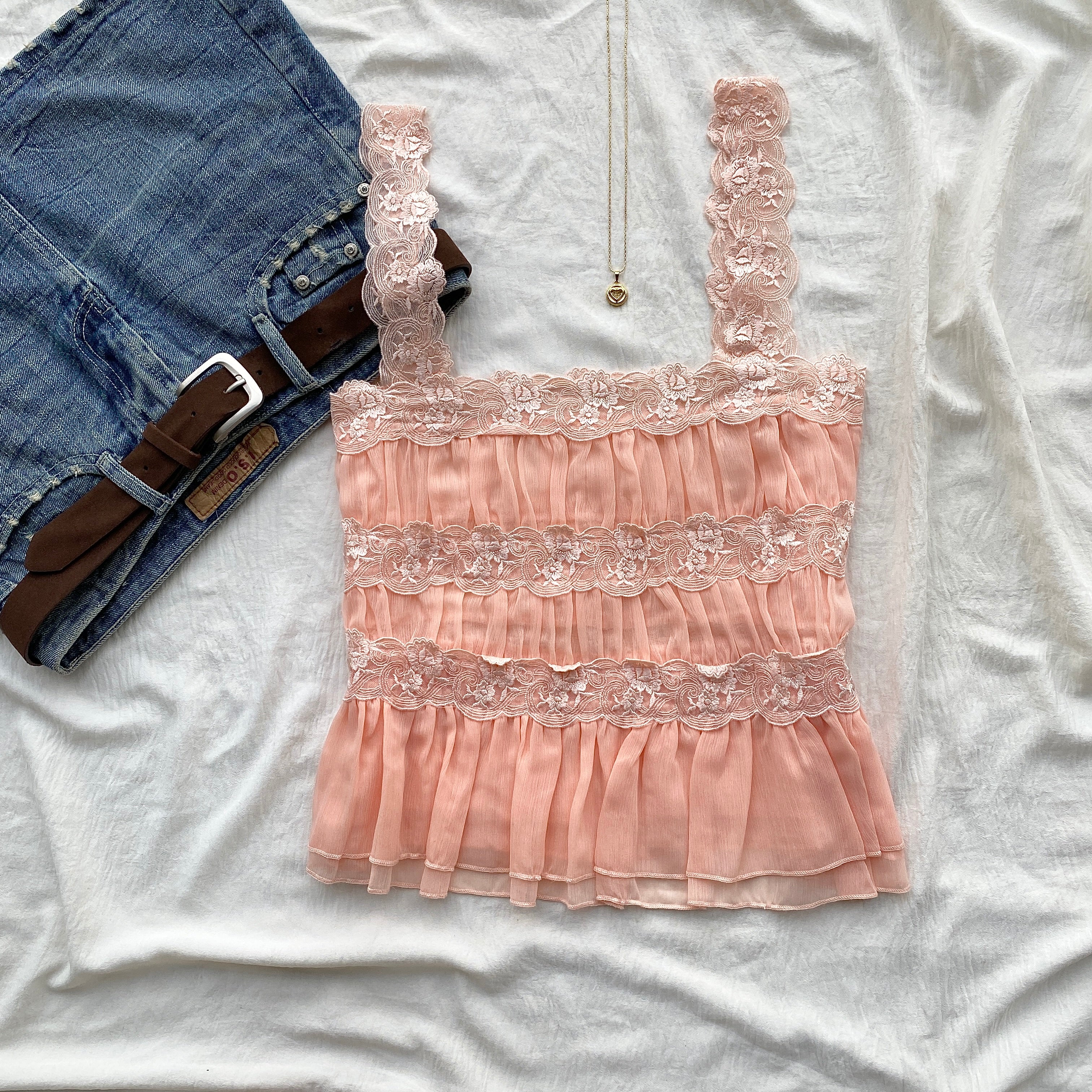 PEACH LACE TOP FROM FREE PEOPLE (Two sizes)