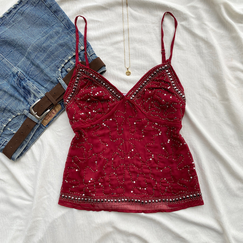 RED EMBELLISHED TOP (Two sizes available)