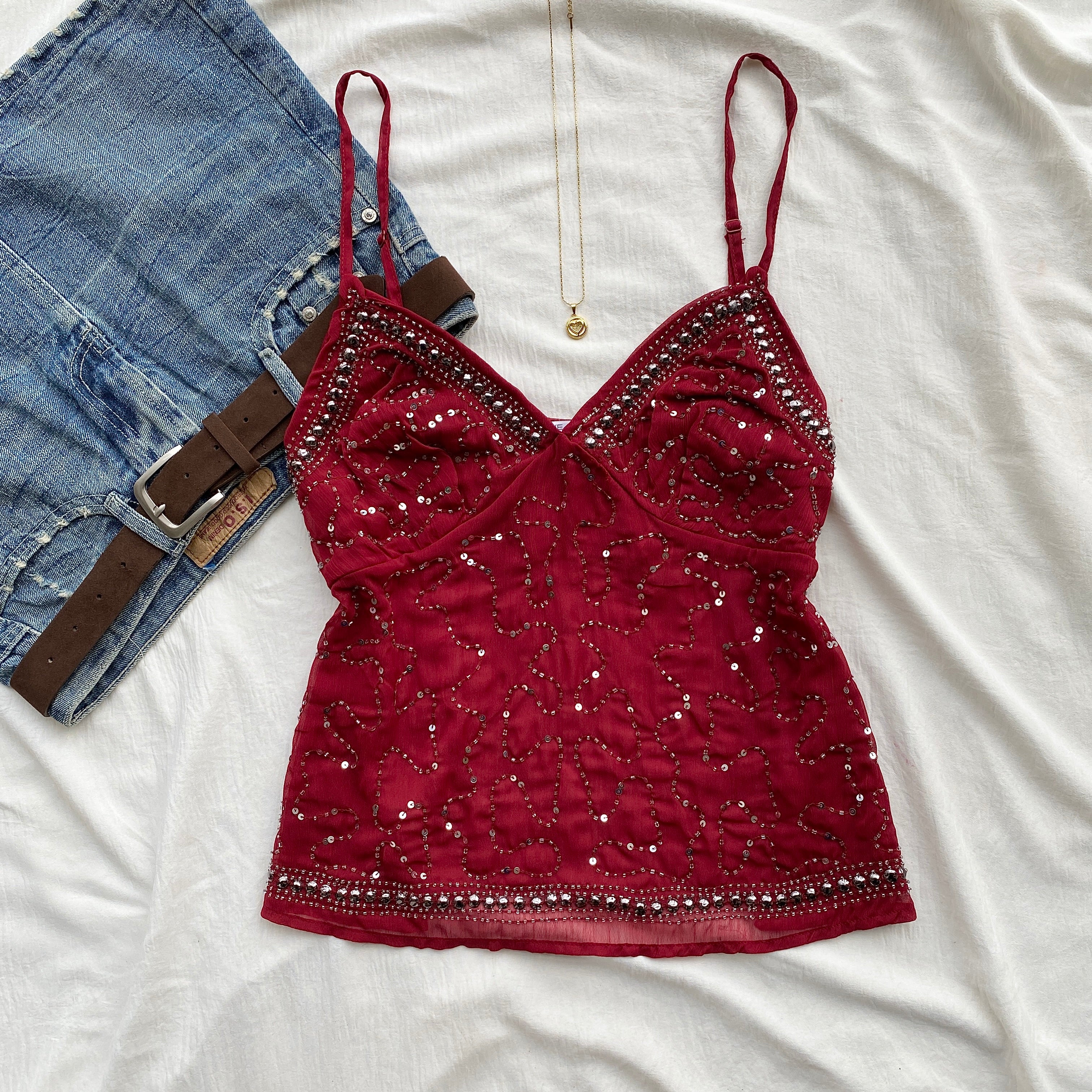 RED EMBELLISHED TOP (Two sizes available)