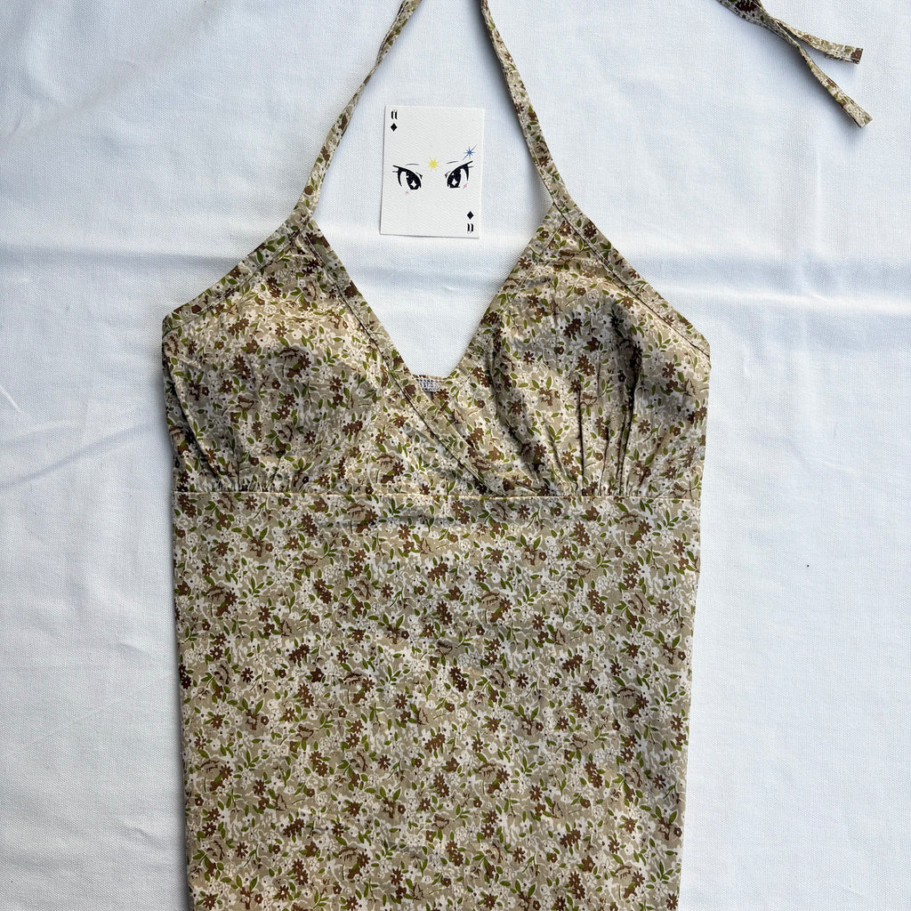 FLORAL HALTER BUSTIER TOP (Bust : 32-34, Upper Waist : 28-32)