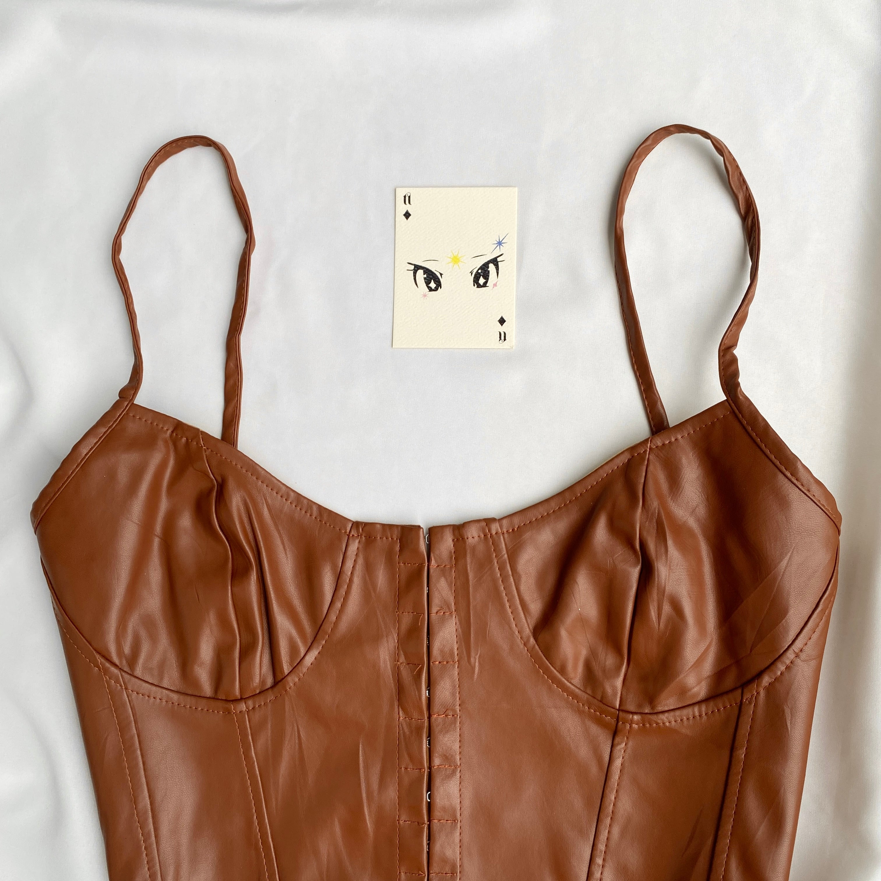 BROWN FAUX LEATHER CORSET (Bust : 34-38, Upper Waist : 30-34)