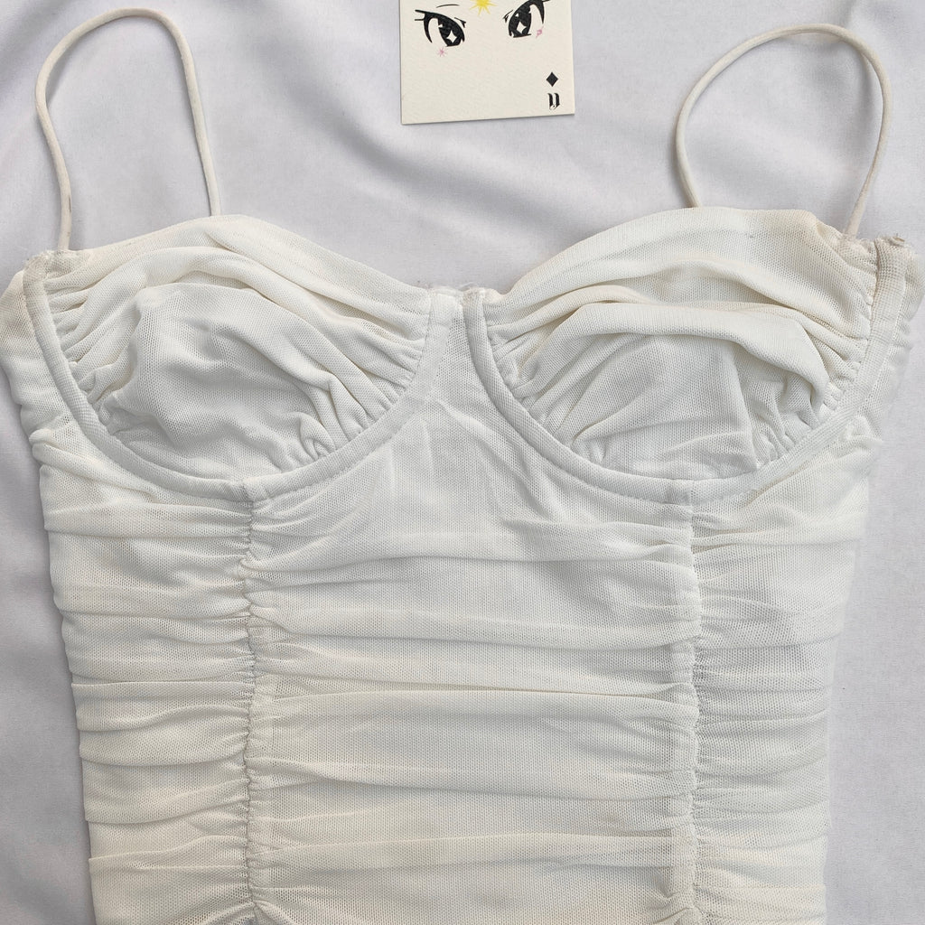 WHITE BUSTIER TOP FROM GLASSONS (Bust : 30-34, Upper Waist : 23-28)