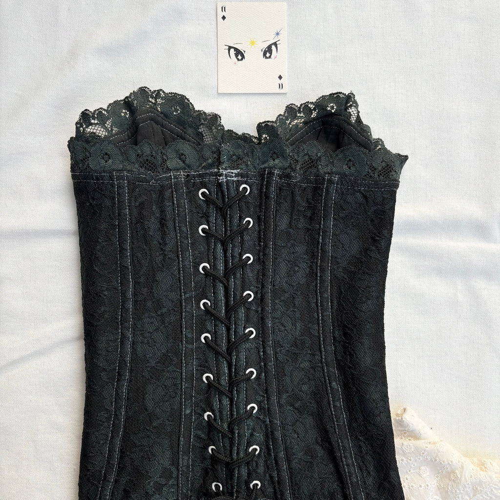 GREEN LACE CORSET (Bust : 28-32, Upper Waist : 24-28)