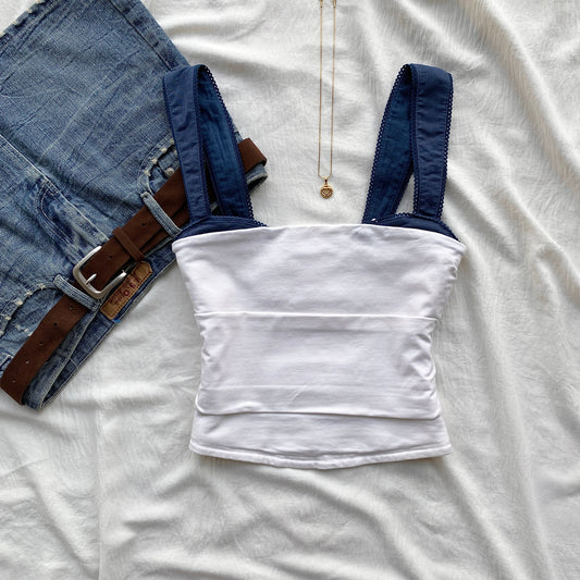 WHITE RUCHED TOP FROM FREE PEOPLE (Two sizes)