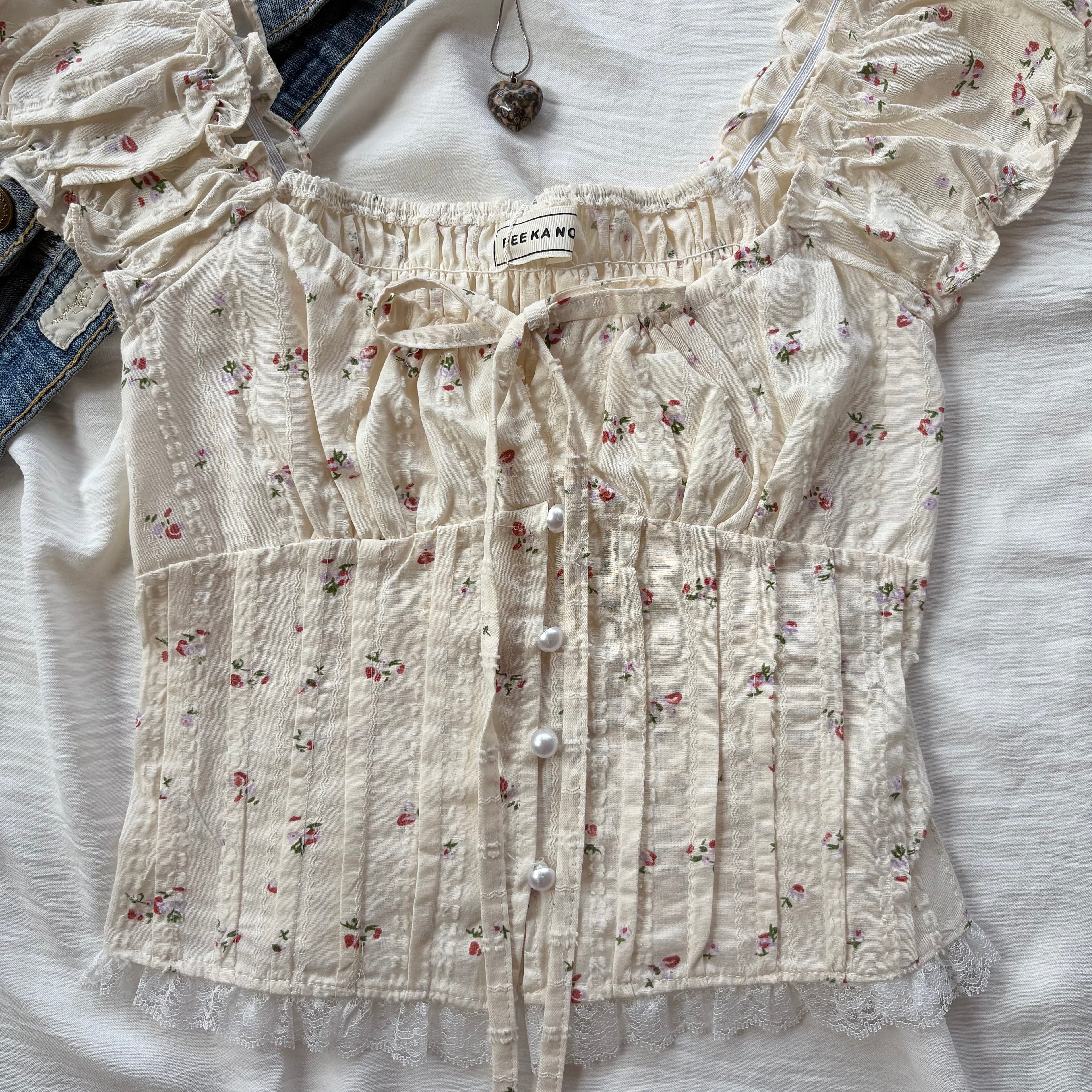 YELLOW FLORAL TOP (Bust : 28-34, Upper Waist : 24-28)