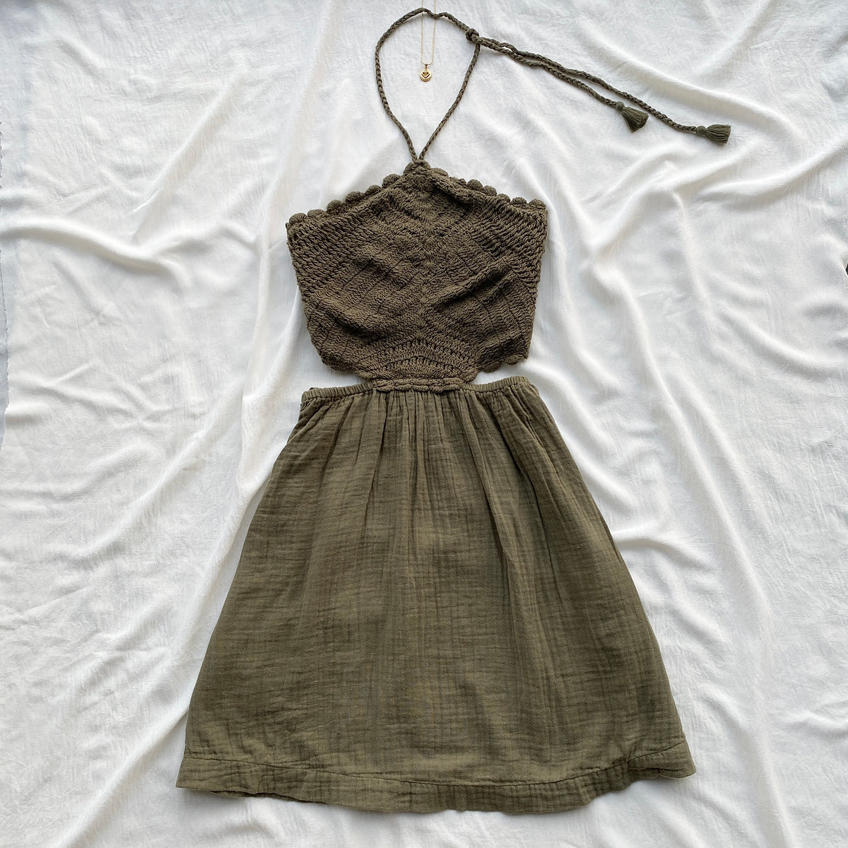 GREEN CROCHET HALTER DRESS (Bust : 30-34, Upper Waist : 24-28)