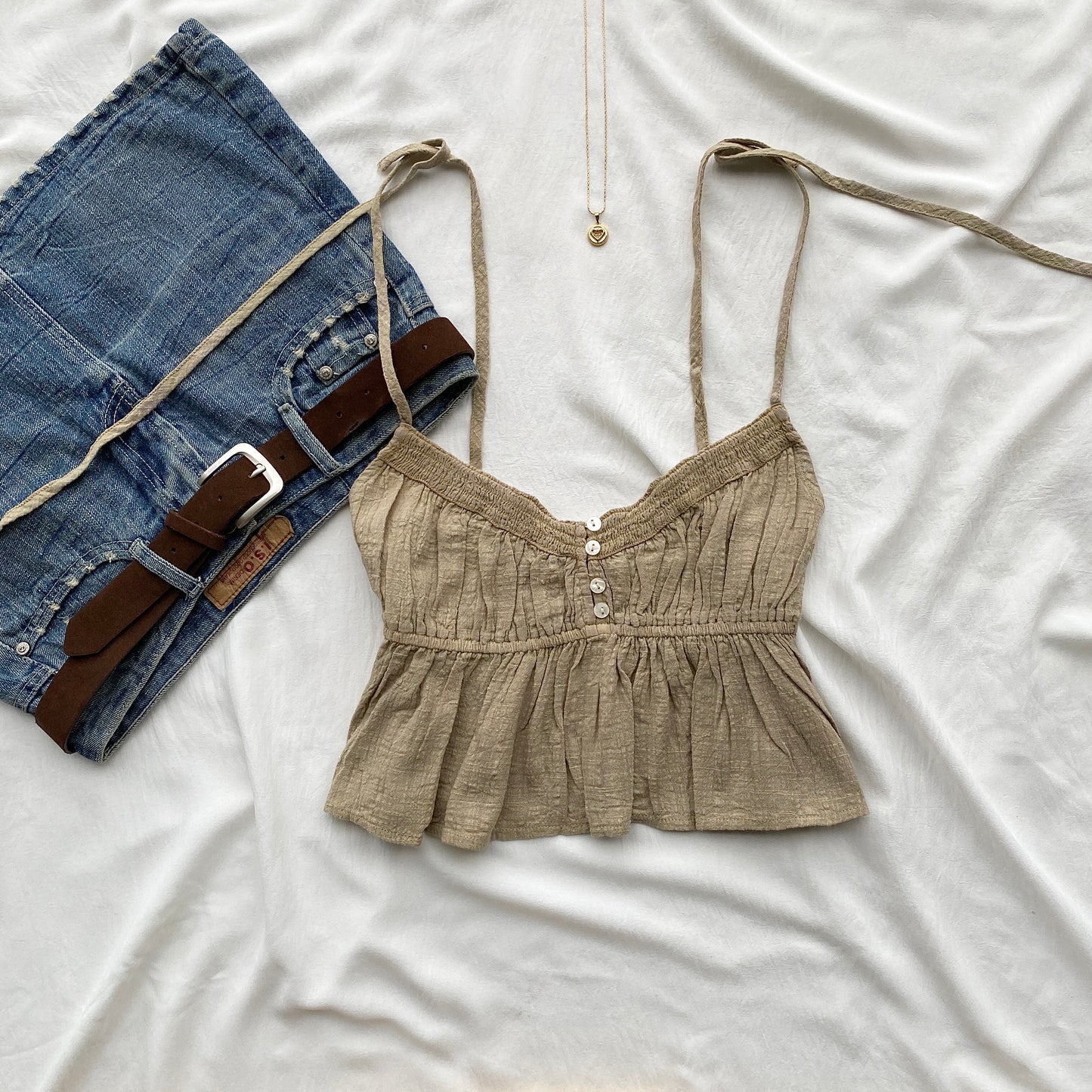 GREEN TIE UP TOP (Bust : 30-34, Upper Waist : 24-28)