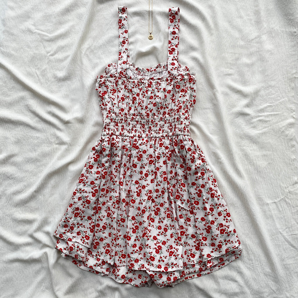 RED FLORAL DRESS FROM HOLLISTER (Bust : 34-38, Upper Waist : 28-34)