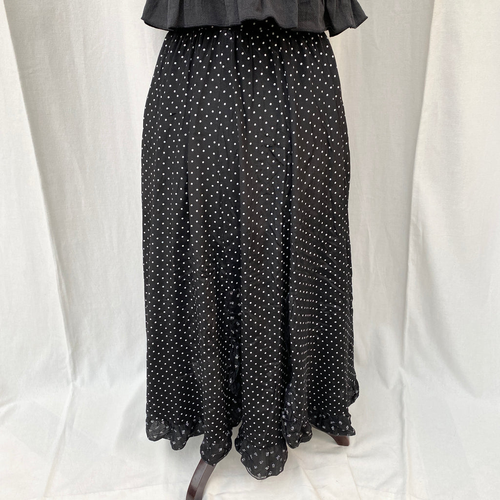 BLACK POLKA DOT SKIRT (Waist : 26-28)
