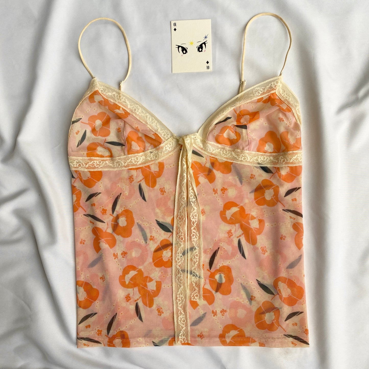 ORANGE MESH CAMI TOP (Bust : 34-38, Upper Waist : 28-36)