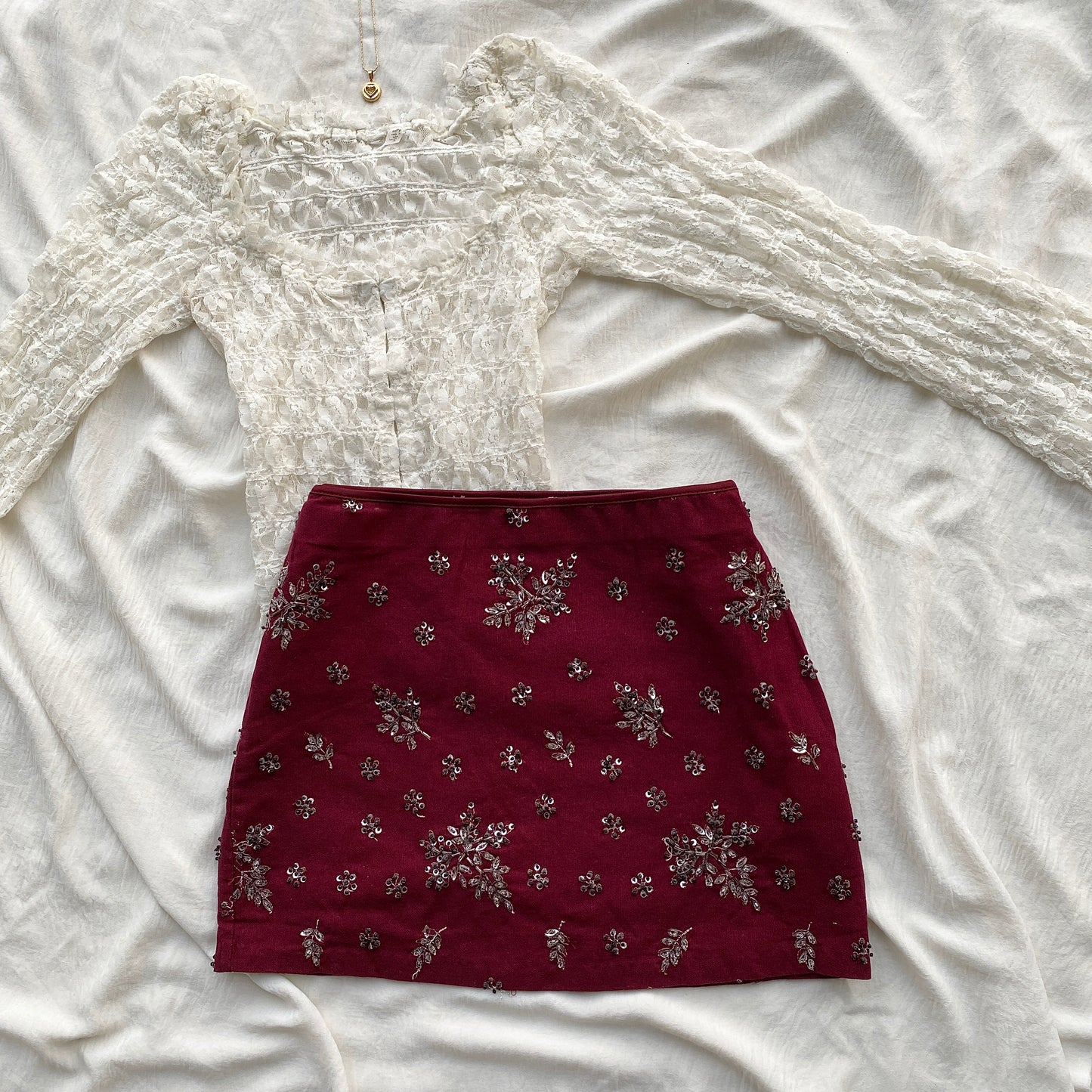 MAROON EMBELLISHED SKIRT (Multiple sizes available)