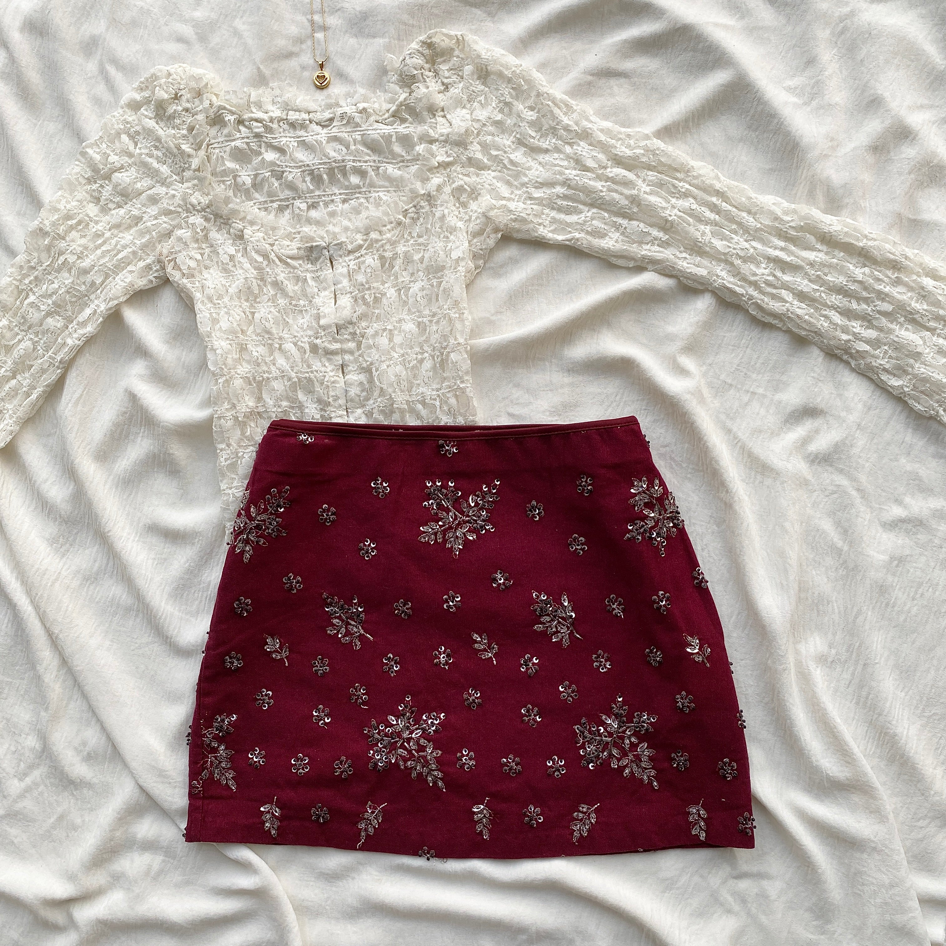 MAROON EMBELLISHED SKIRT (Multiple sizes available)