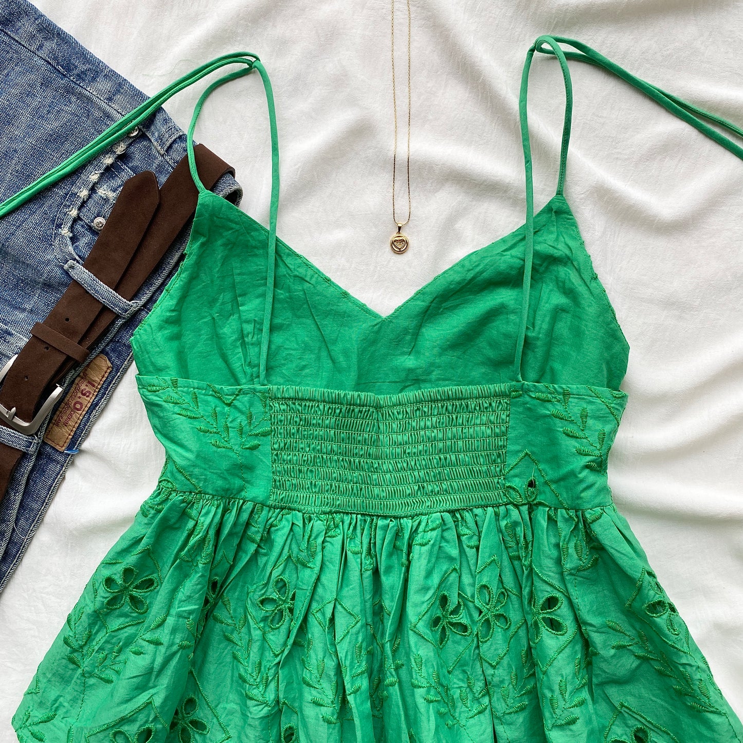 GREEN EYELET TOP FROM HM (Sizes available)