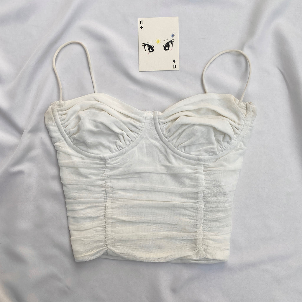 WHITE BUSTIER TOP FROM GLASSONS (Bust : 30-34, Upper Waist : 23-28)