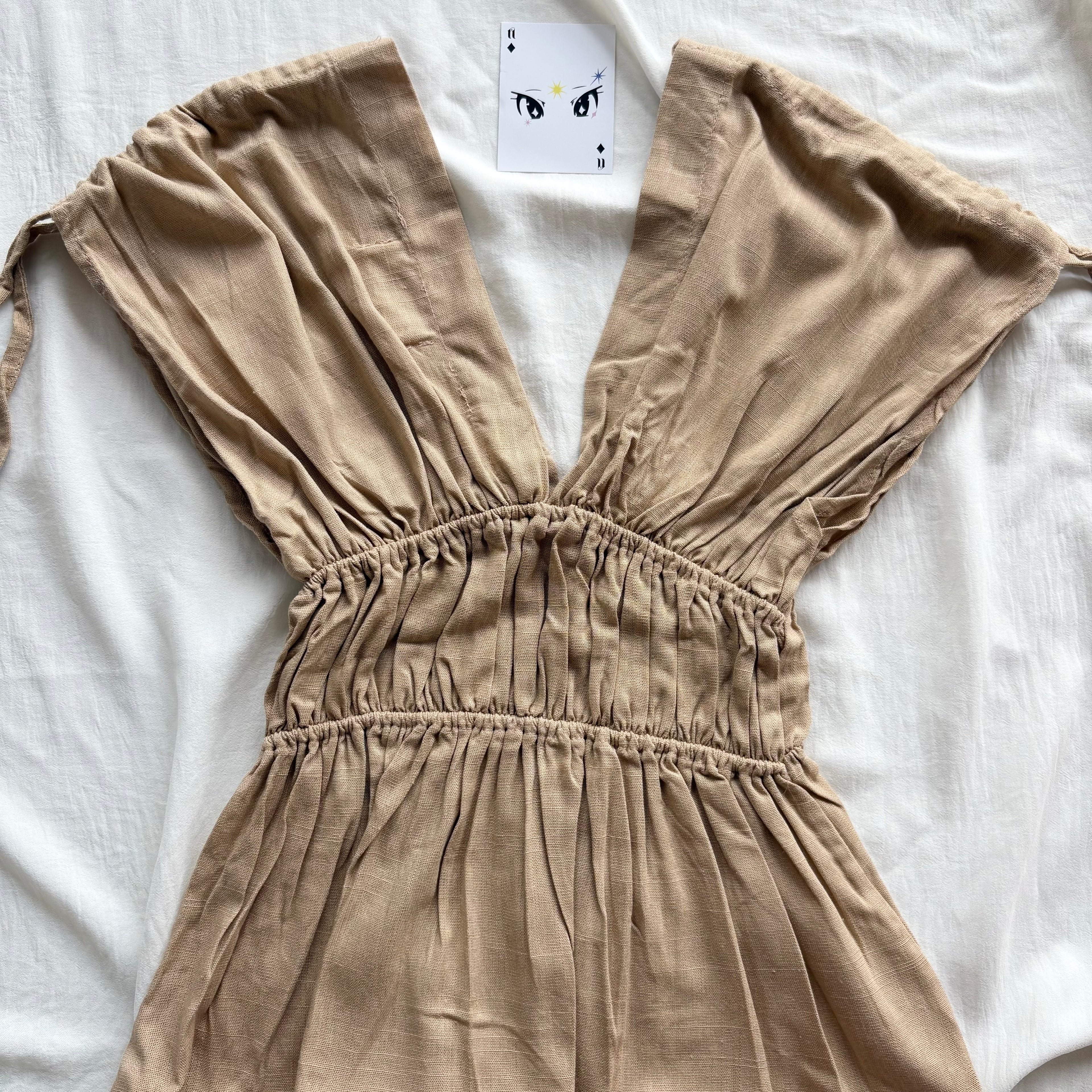 KHAKI LINEN TOP  (Bust : 30-34, Upper Waist : 24-28)