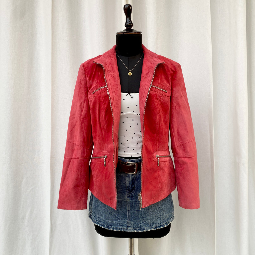 RED LEATHER JACKET (Fits XS/S)