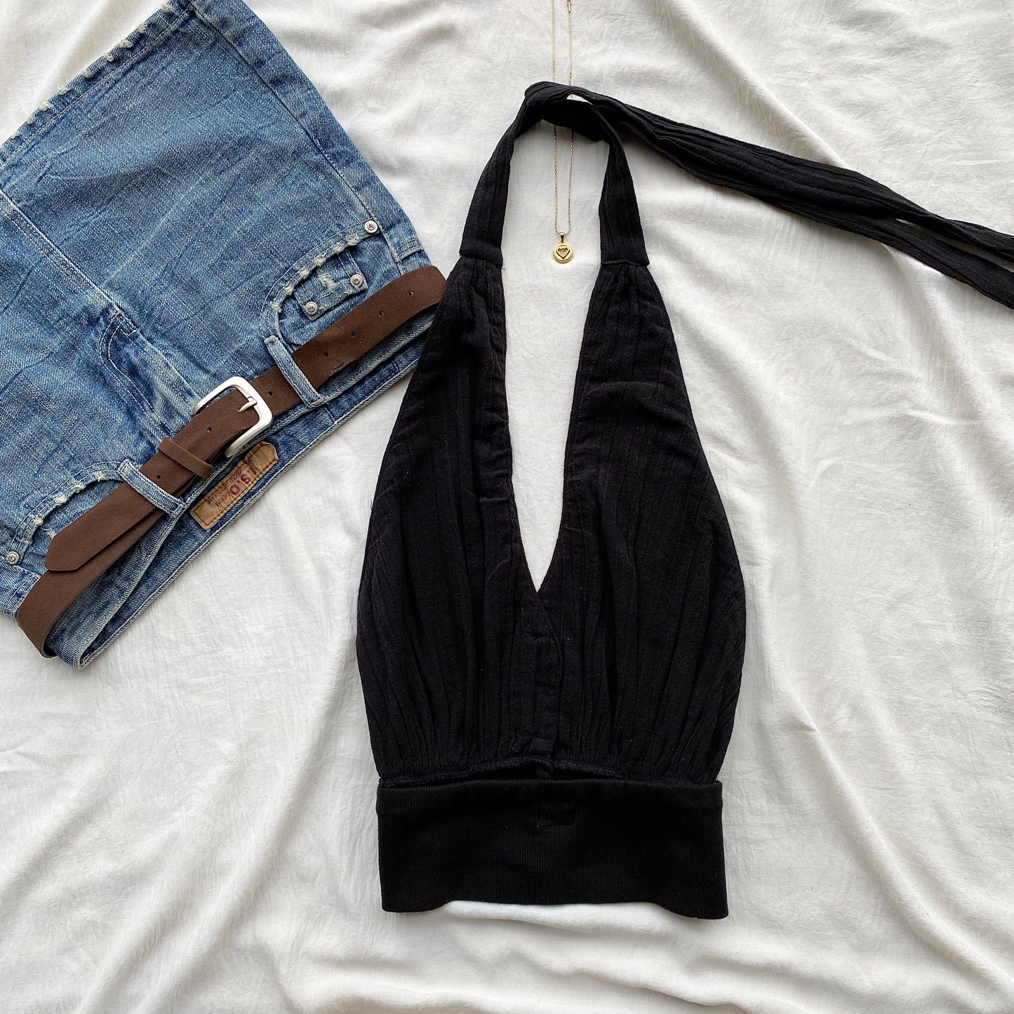 BLACK HALTER TOP FROM FREE PEOPLE (Bust : 32-34, Upper Waist : 24-28)