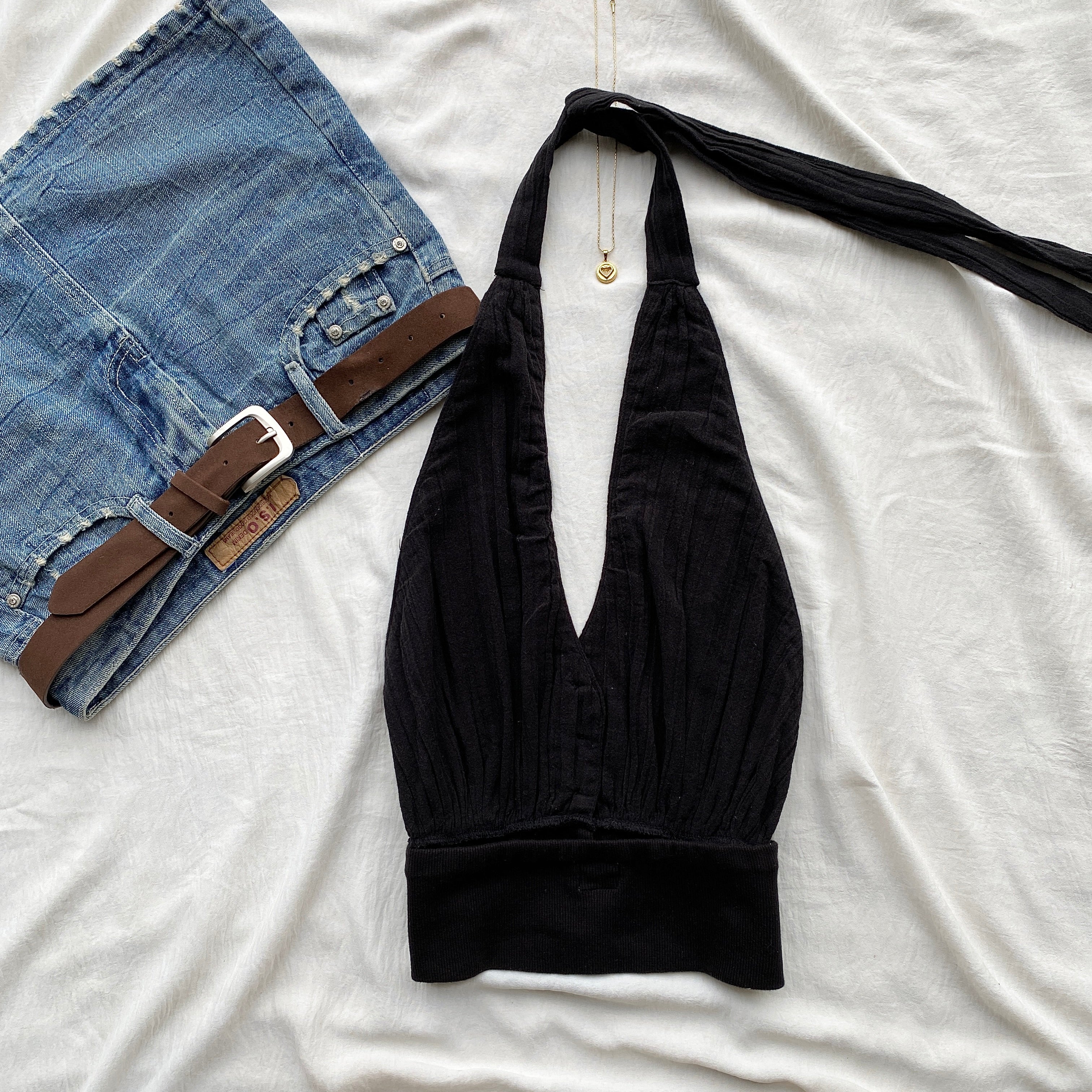 BLACK HALTER TOP FROM FREE PEOPLE (Bust : 32-34, Upper Waist : 24-28)