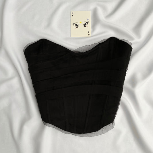BLACK RUCHED CORSET FROM ZARA (Bust : 28-32, Upper Waist : 24-26)