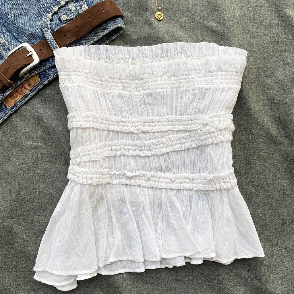 WHITE TUBE TOP FROM FREE PEOPLE (Bust : 30-34, Upper Waist : 26-32)