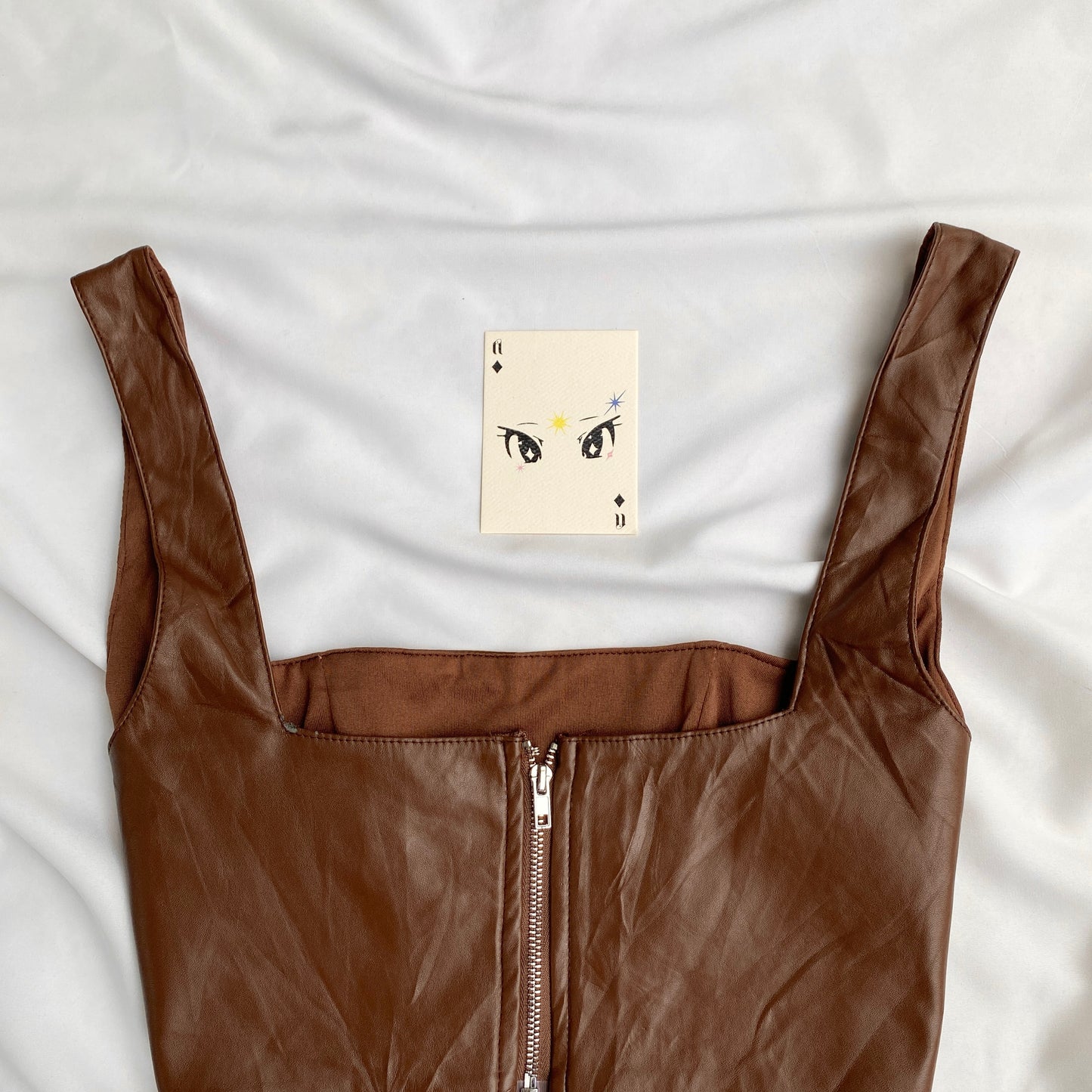 BROWN FAUX LEATHER CORSET FROM WHOIAM (Bust : 32-34, Upper Waist : 26-30)