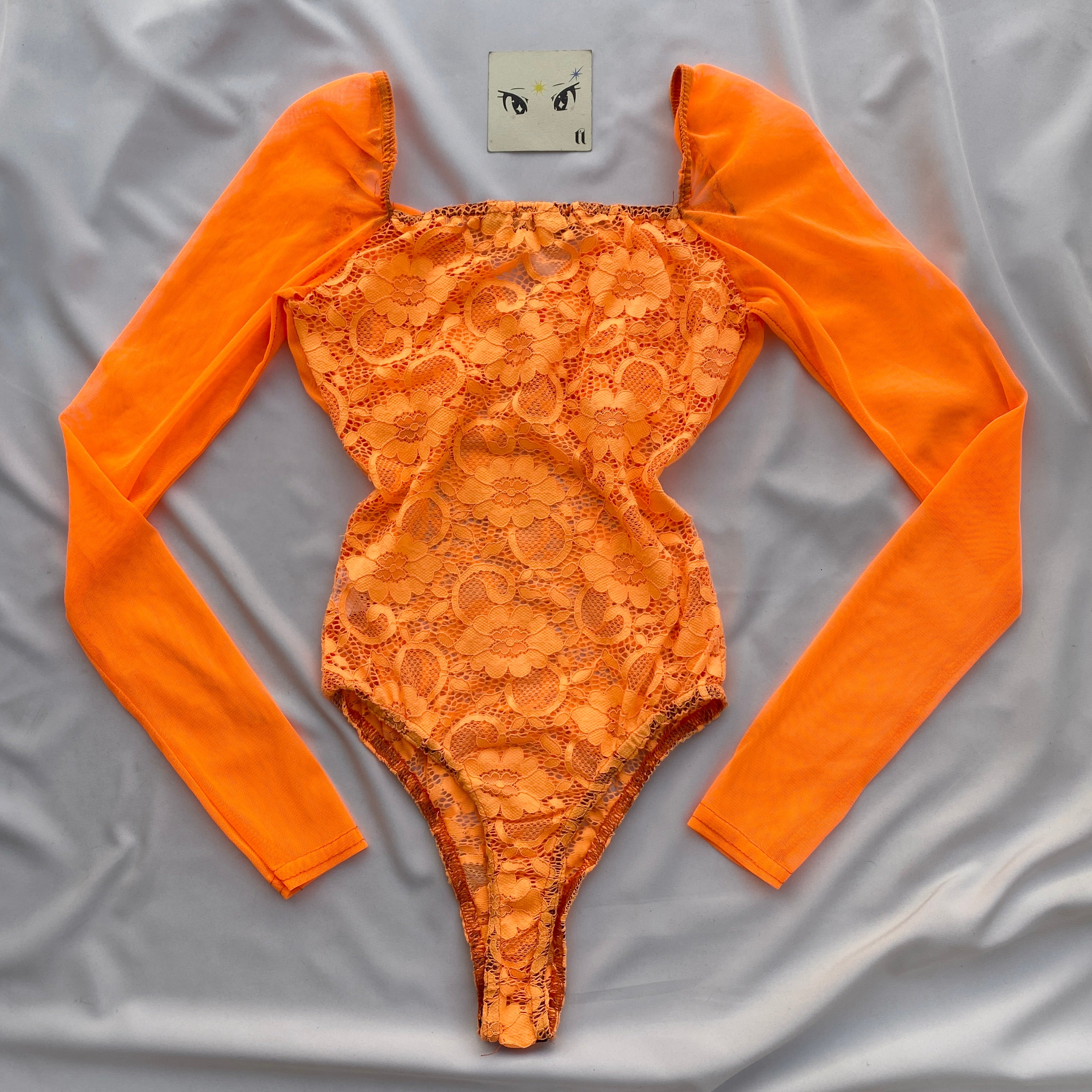 NEON ORANGE BODYSUIT FROM PRETTY LITTLE THING (Bust : 28-32, Upper Waist : 23-26)