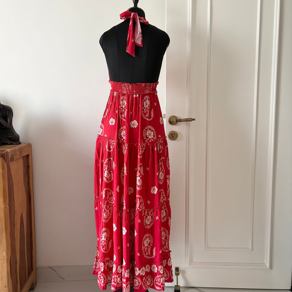 RED HALTER MAXI DRESS (Multiple sizes available)
