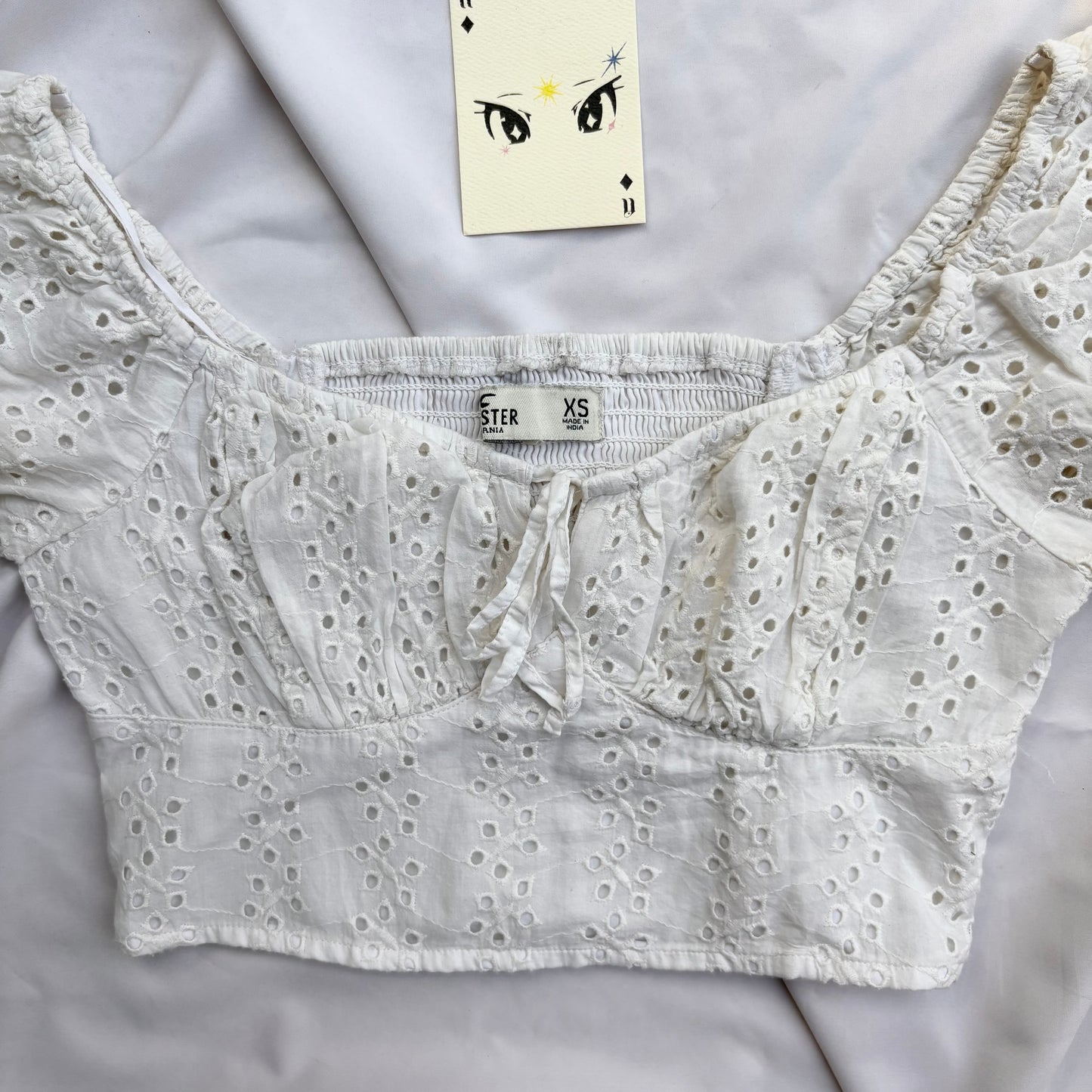 WHITE EYELET TOP FROM HOLISTER (Bust : 28-32, Upper Waist : 24-28)