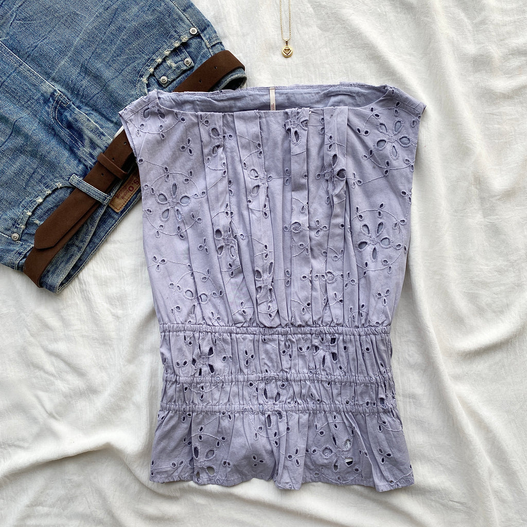 LILAC EYELET TOP FROM FREE PEOPLE (Bust : 30-32, Upper Waist : 24-28)