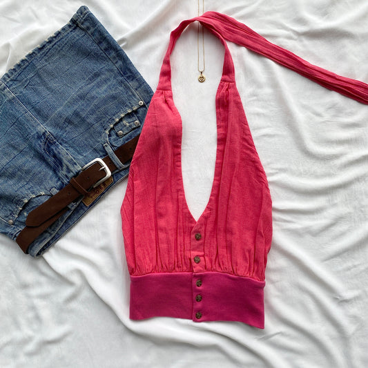 PINK HALTER TOP FROM FREE PEOPLE (Bust : 32-34, Upper Waist : 26-32)